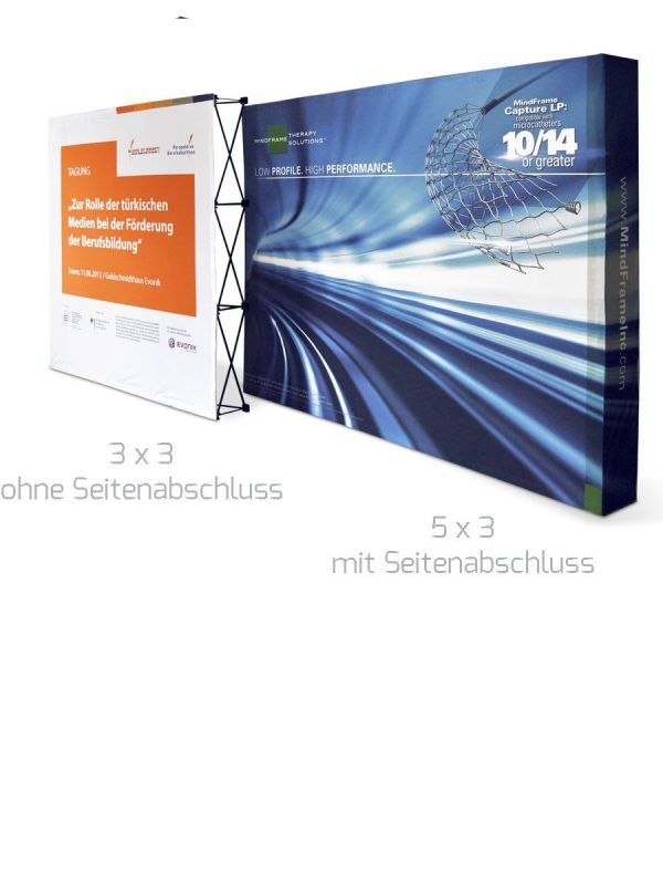 Textile Faltwände mit und ohne Seitenabschluss.