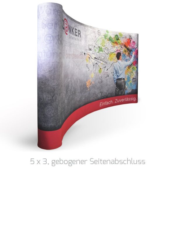 Textile Faltwand 4x3, mit gebogenem Seitenabschluss