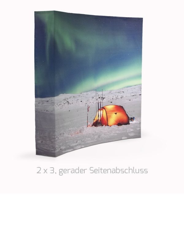 Textile Faltwand 2x3, gebogen, mit geradem Seitenabschluss