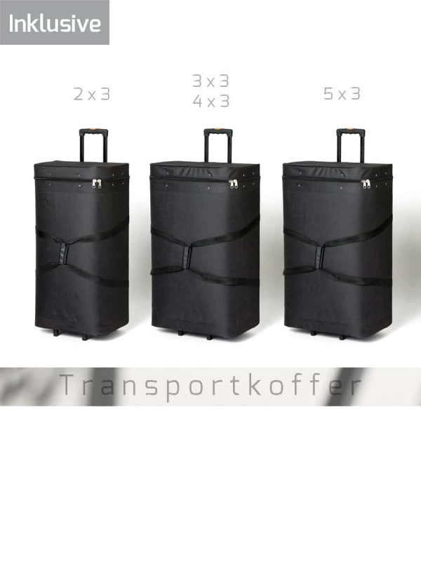 3 verschiedene Trolleys für textile Faltwände