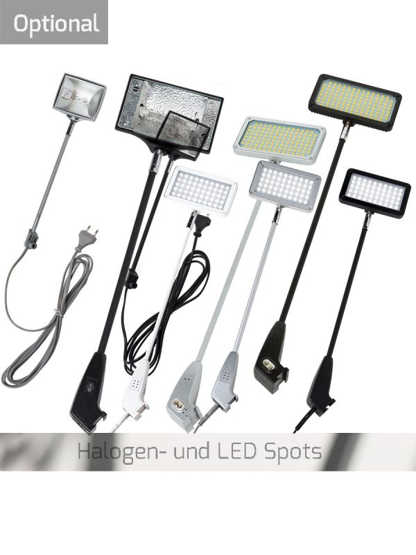 viele verschiedene LED- und Halogentrahler