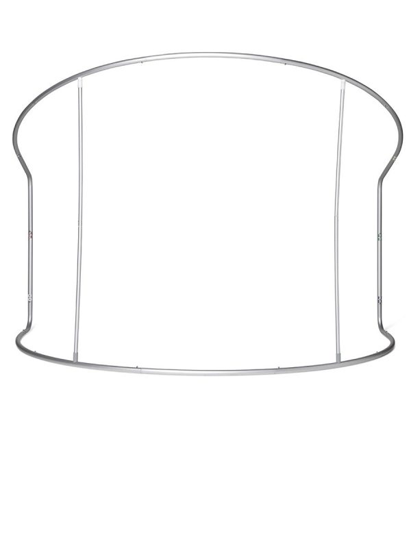 Das Rahmensystem besteht aus eloxiertem Aluminium d = 34 mm