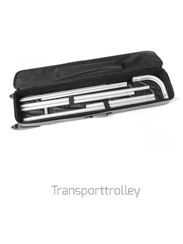 Gepolsterter Transportrolley zum langfristigen Einsatz auf Messen und Events.