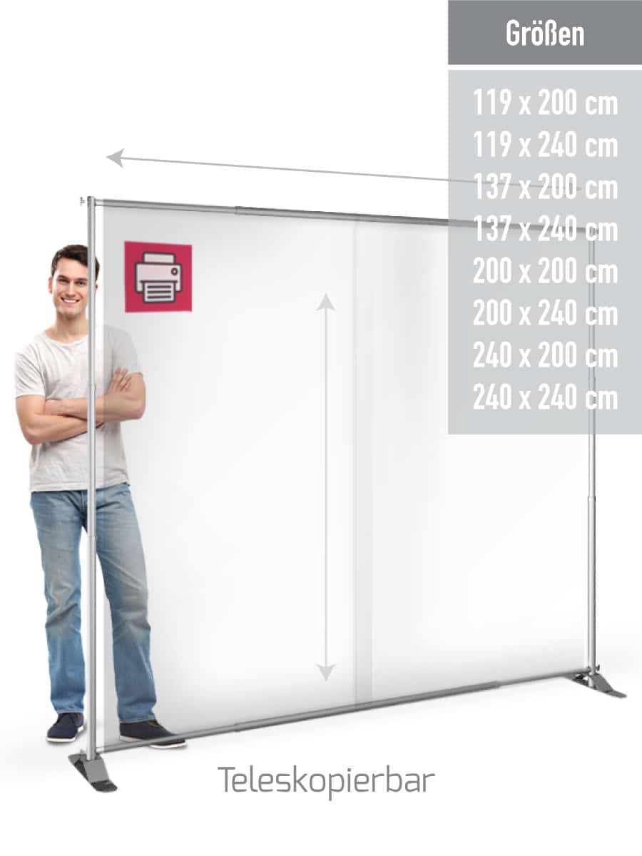 Transparente Spuckschutzwand, Teleskopierbar