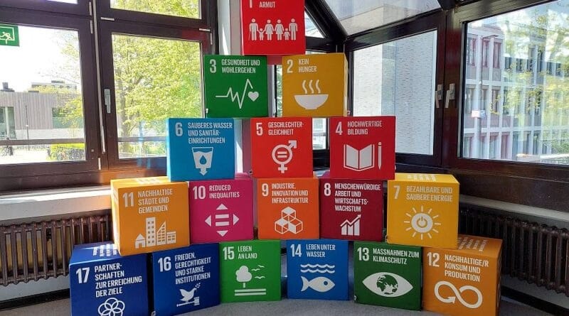 17 SDG-Sitzwürfel für die Carl-Benz-Realschule