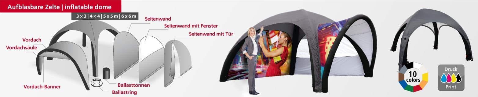 kategoriehauptbild-aufblasbares-zelt aufblasbare Zelte in 4 Größen